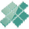 Teal Arabesque Glass Backsplash and Wall Tile D6267