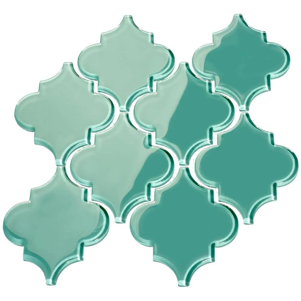 Teal Arabesque Glass Backsplash and Wall Tile D6267