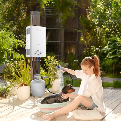 Propane Tankless Water Heater 6L, Portable Outdoor Hot Water Heater, White H413
