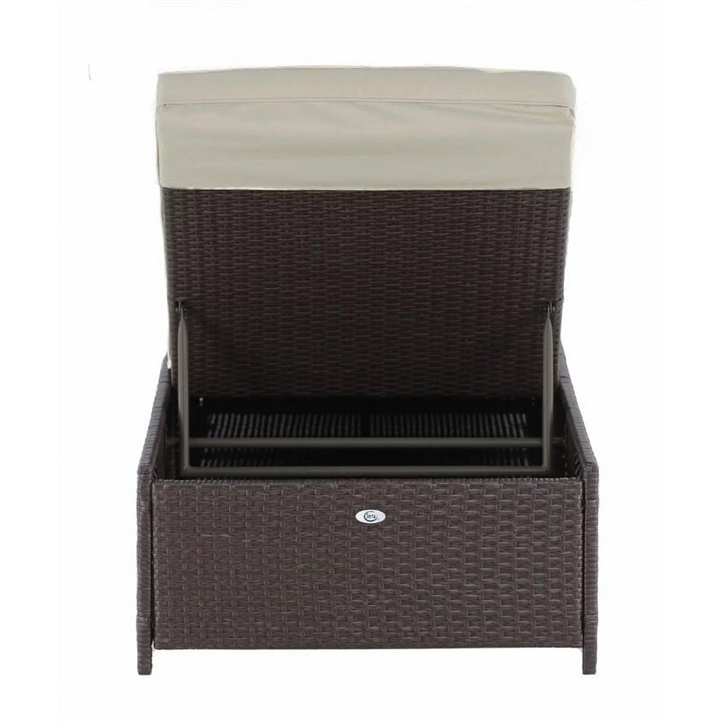 Brown Wicker Outdoor Storage Chaise Lounge I92416