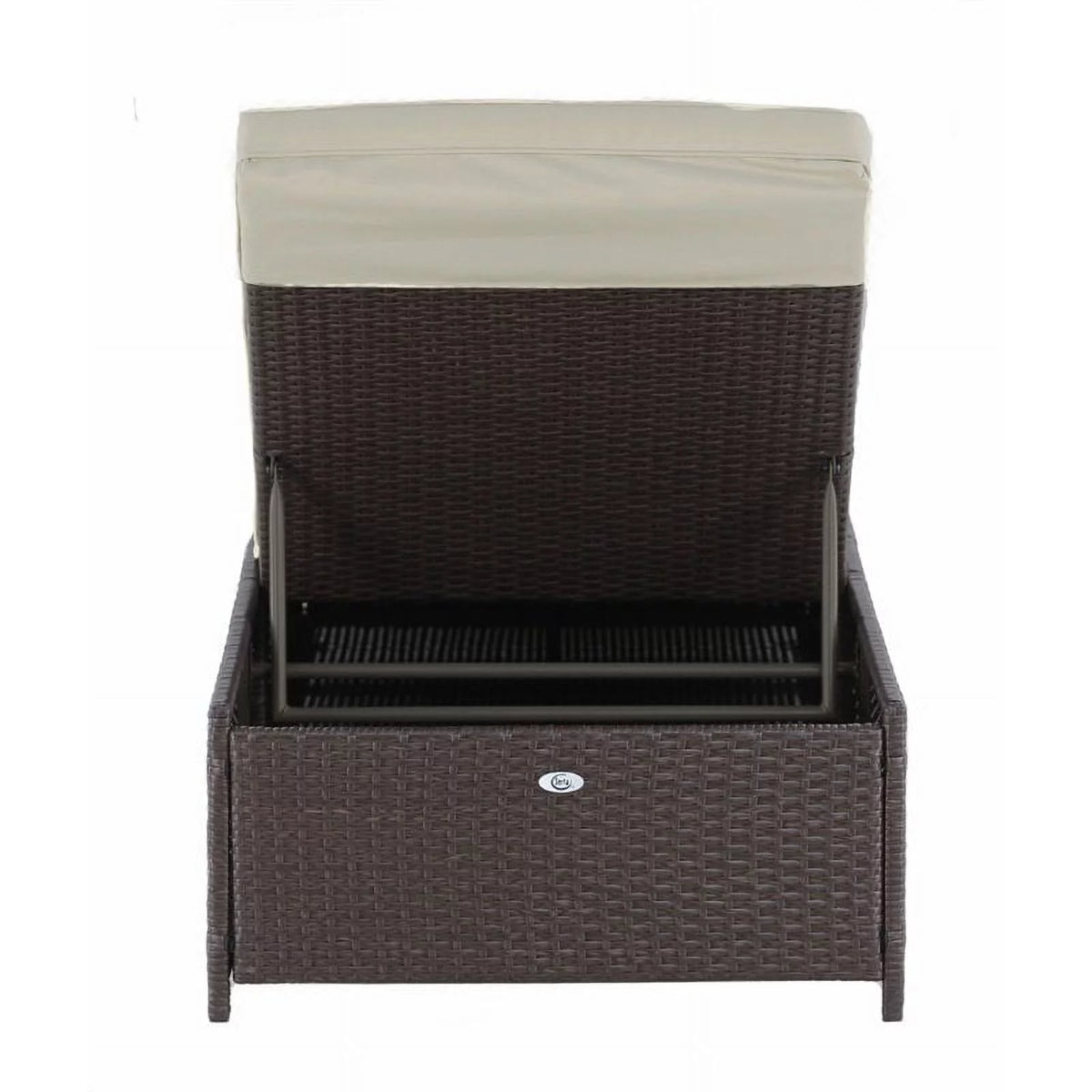 Brown Wicker Outdoor Storage Chaise Lounge I92416