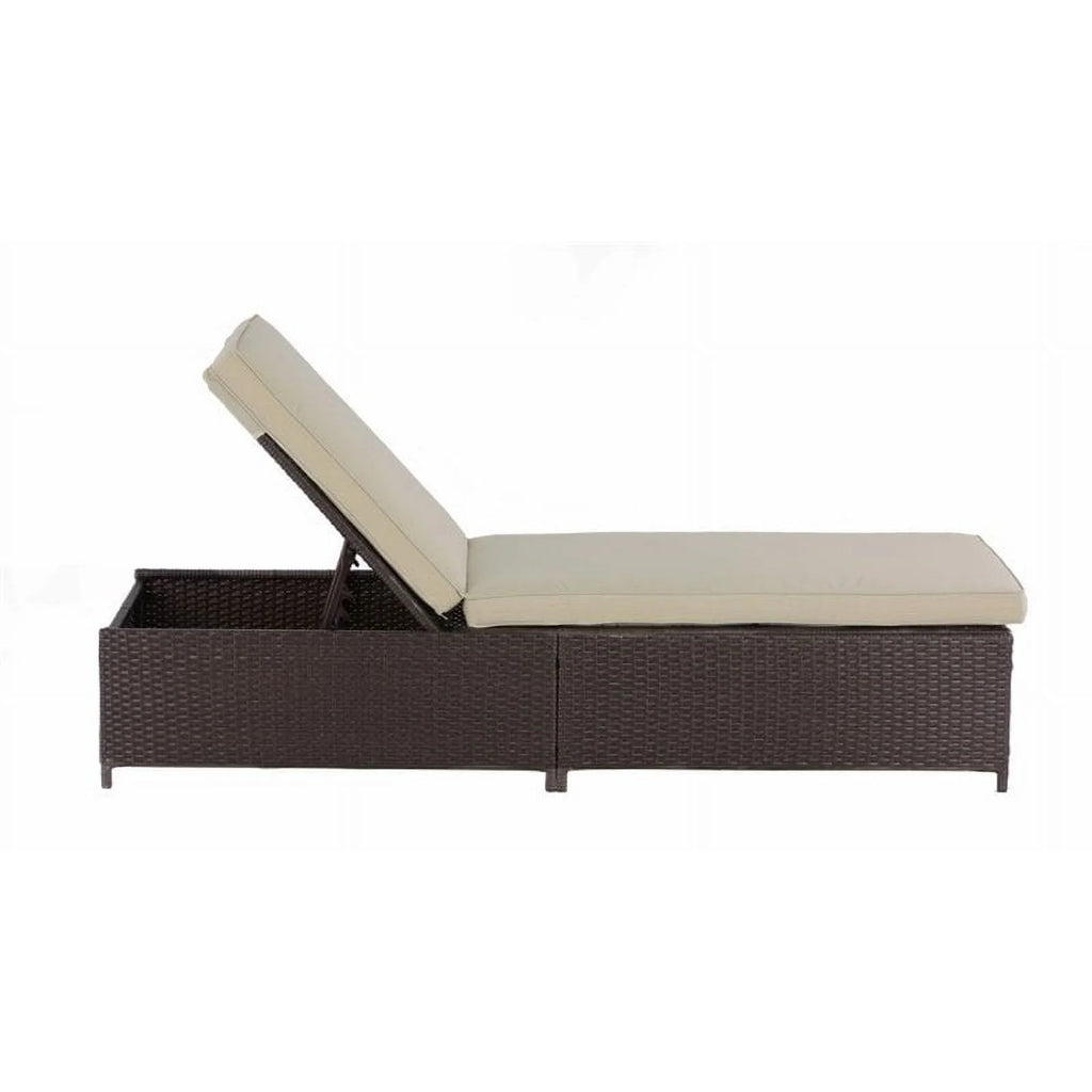 Brown Wicker Outdoor Storage Chaise Lounge I92416