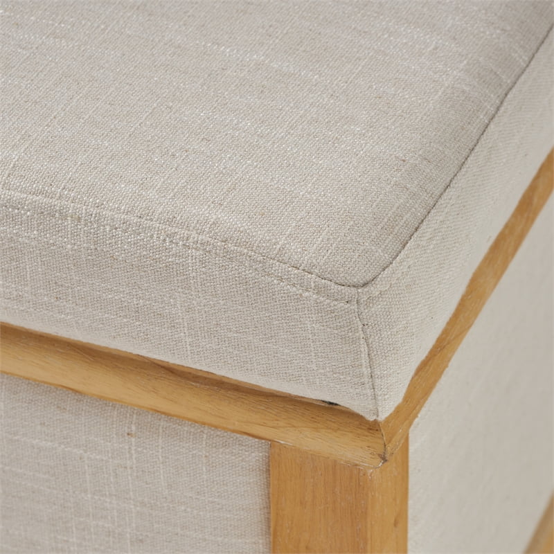 Fabric & Wood Storage Ottoman T9393