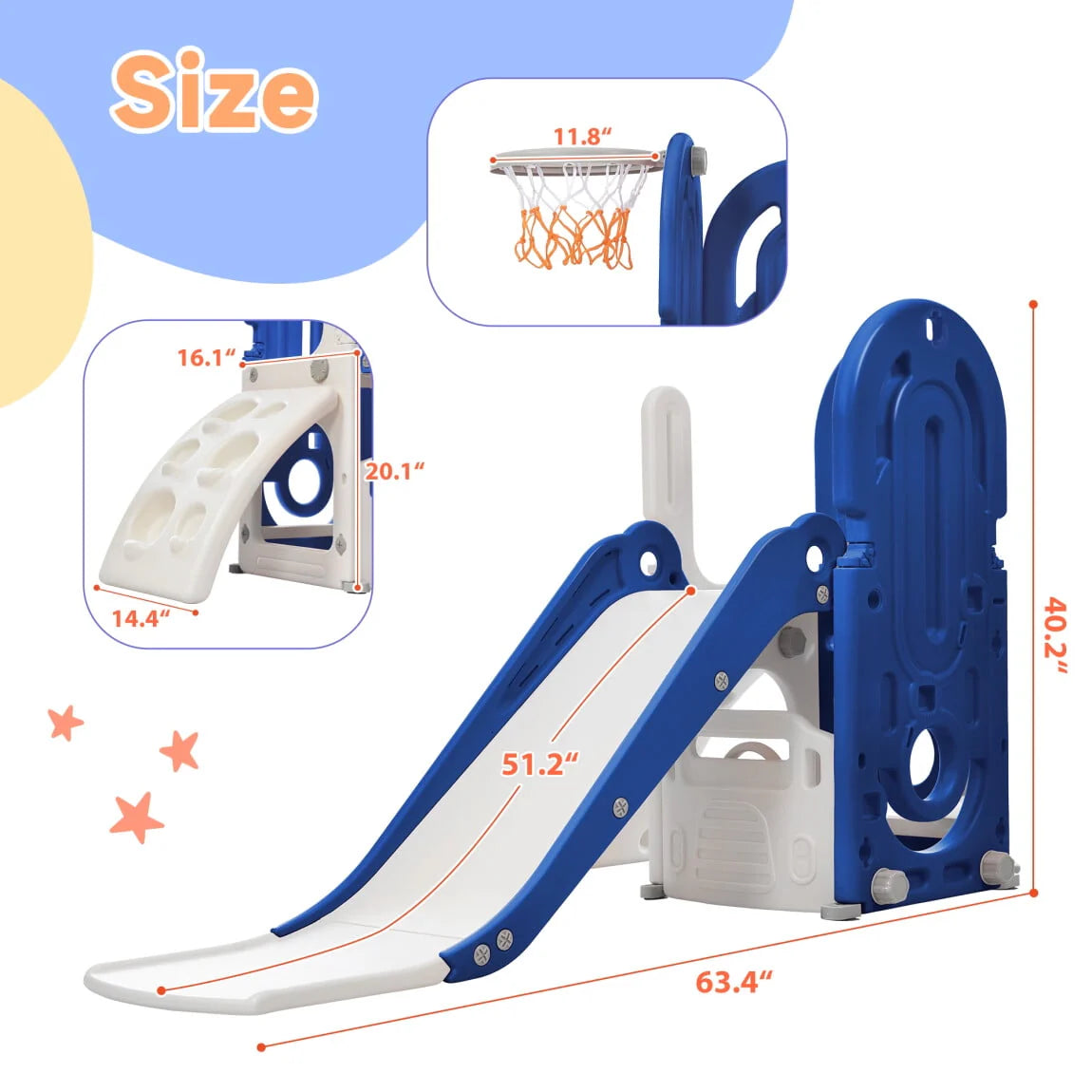 Toddler Climber and Slide Set 4 in 1 Blue B7300