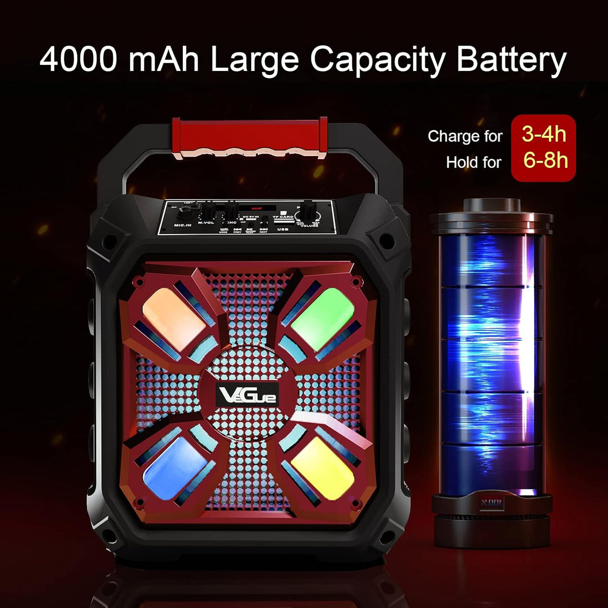 Karaoke Machine with Wireless Microphone and LED Lights S6694