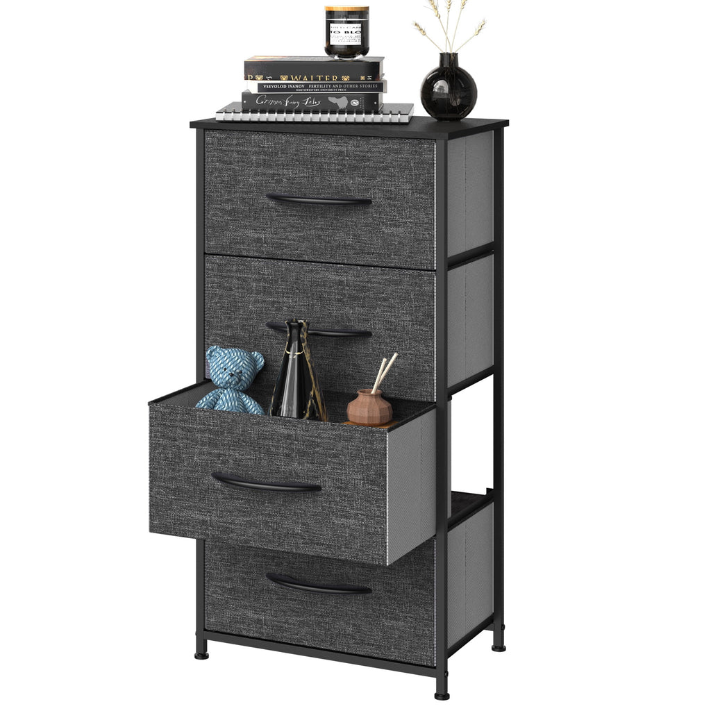 4 Drawers Dresser Storage Tower Black Grey H5441