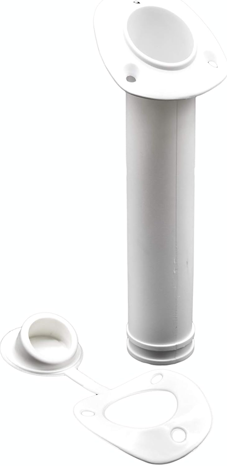 White Nylon Flush Mount Rod Holder with Cap Cover and Gasket 10pcs Y853