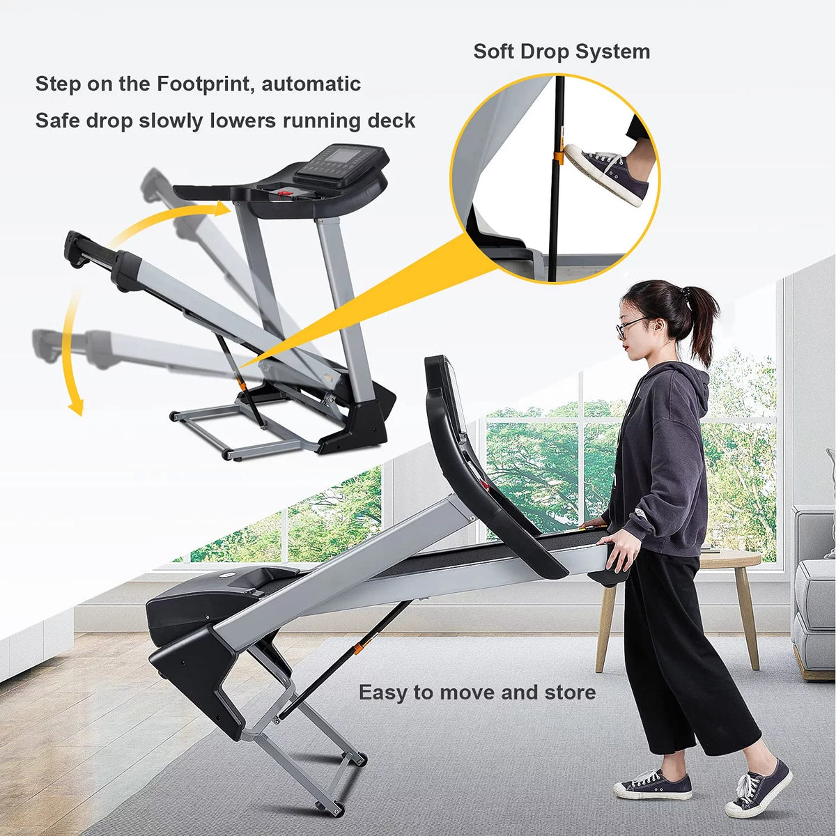 Folding Treadmill with 15% Electric Incline D661