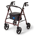 Burgundy Steel Rollator Walker with 8" Wheels F7359