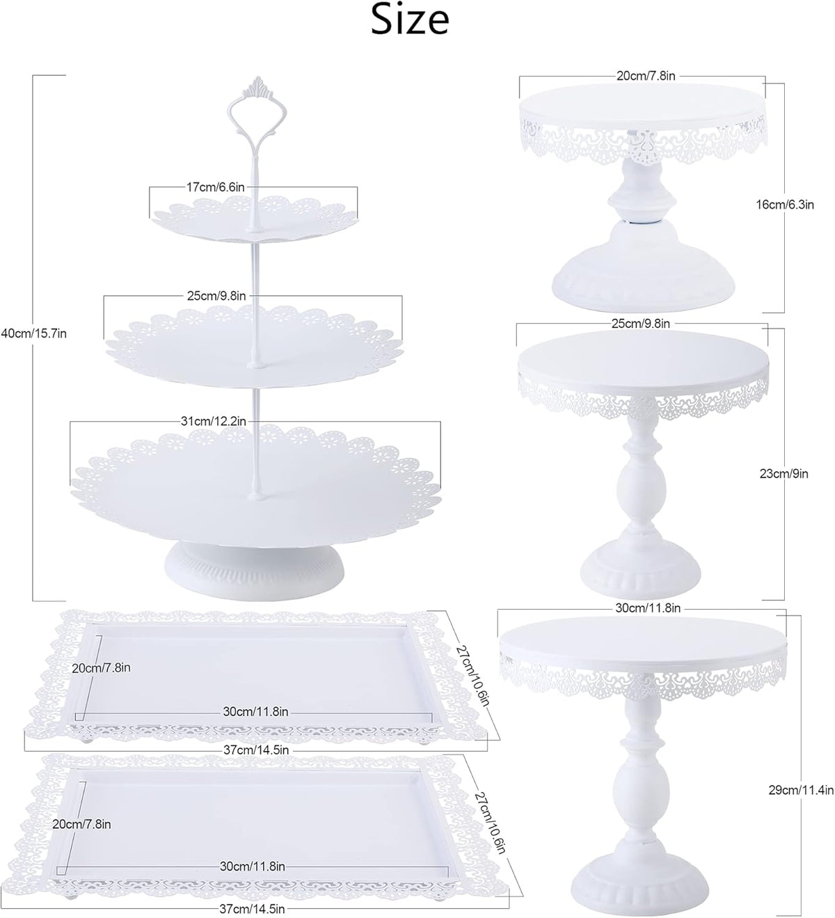 6 Pcs Metal Cake Stands Set Matte White F3662