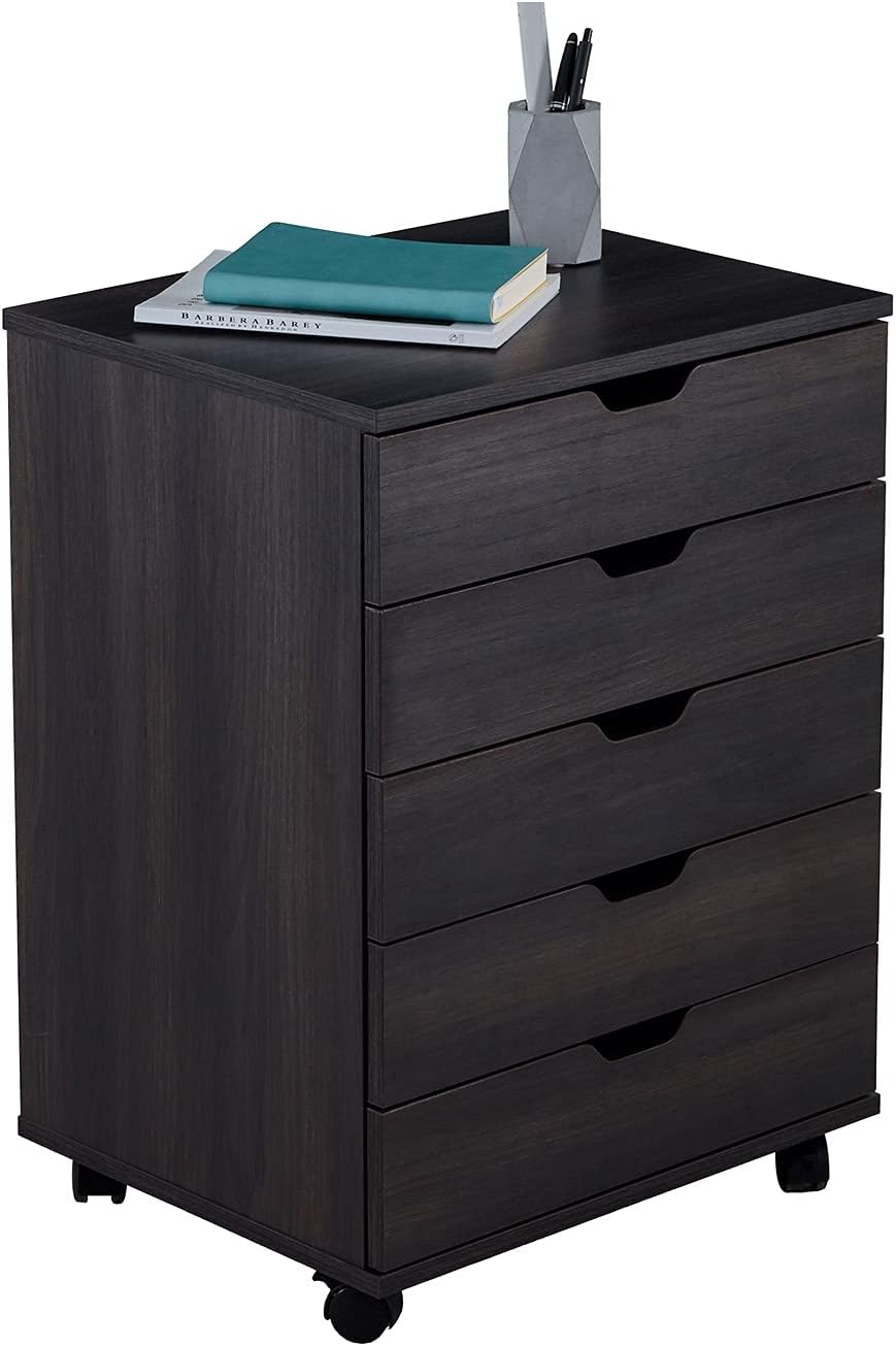 White 5 Drawer Storage Cabinet on Wheels H3412