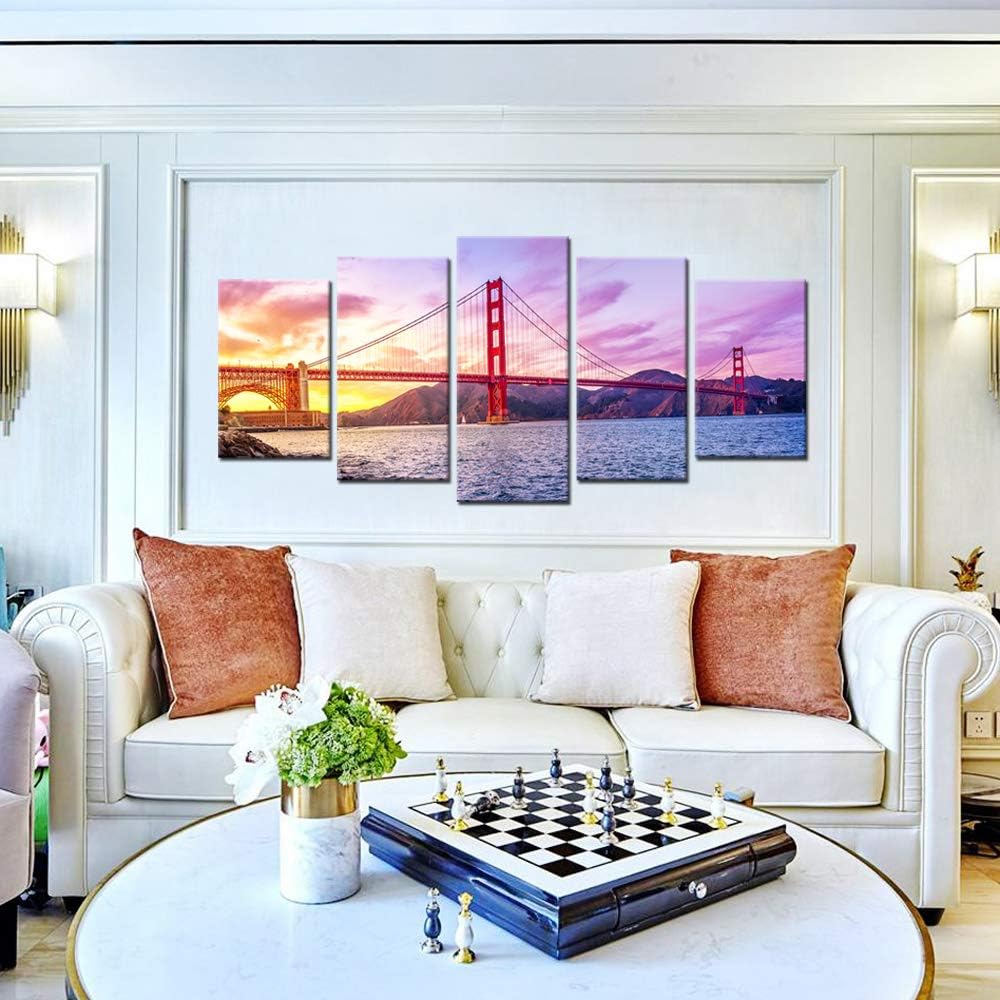 City Canvas Wall Art San Francisco Golden Gate Bridge Framed P921