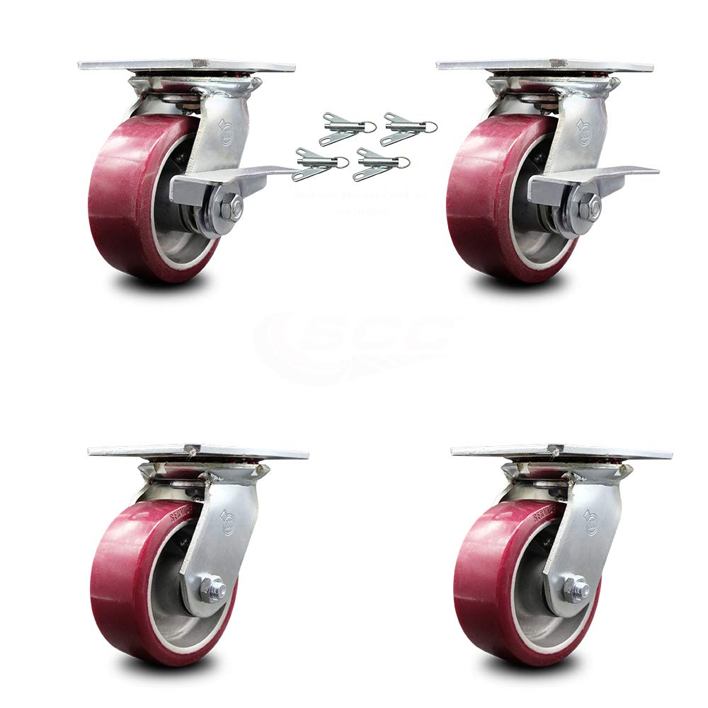 4 x 2 Maroon Wheels Swivel Caster Set 4 N5651