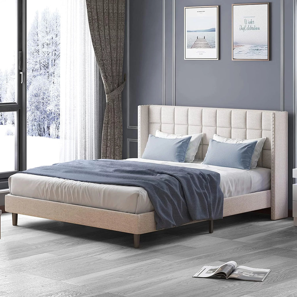 Full Size Wood Platform Bed Frame with Headboard Z7204