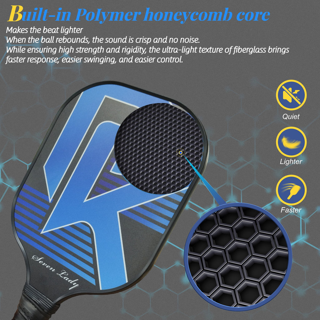 Pickleball Paddles Graphite Fiber Set with 4 Balls and Backpack K945