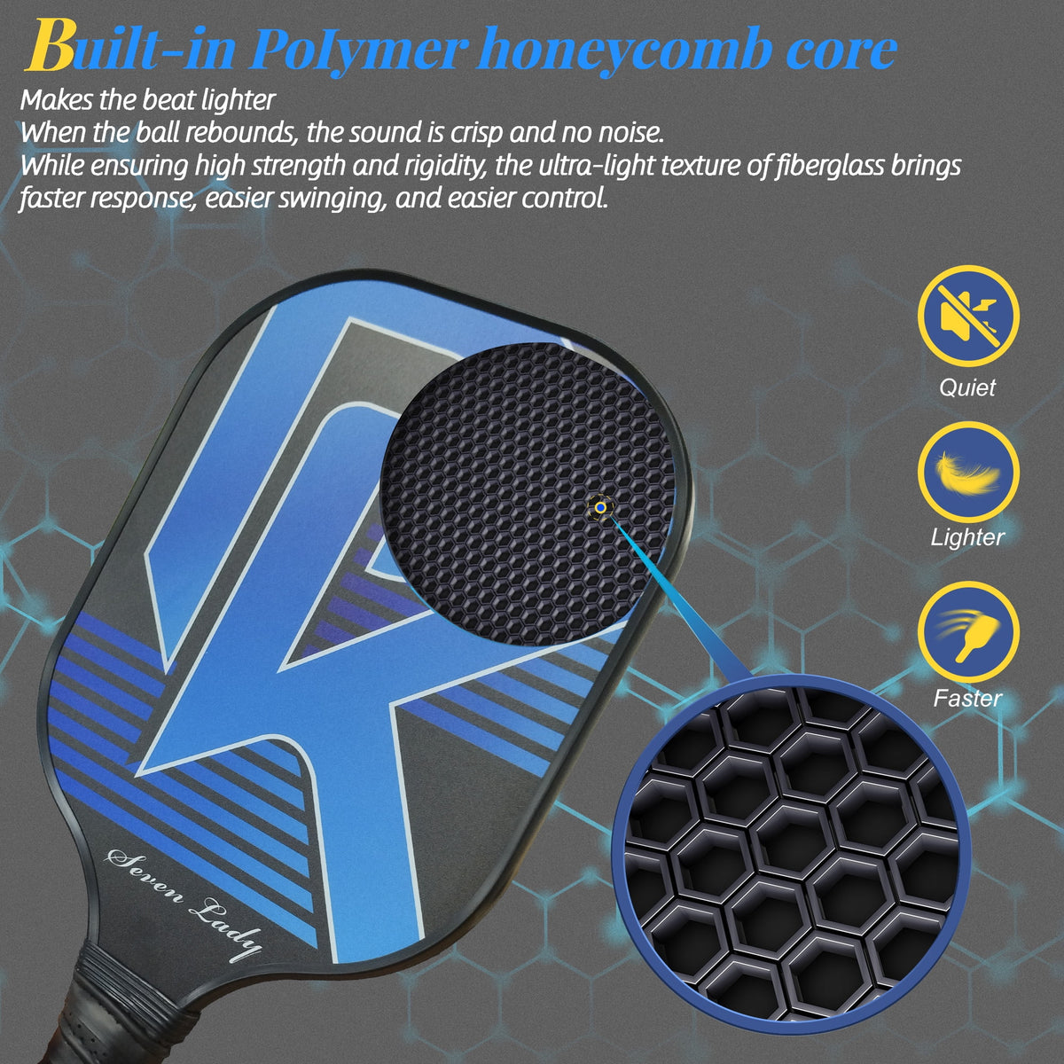 Pickleball Paddles Graphite Fiber Set with 4 Balls and Backpack K945