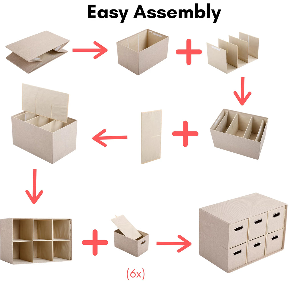 Linen Cube Organizer Shelf with 6 Storage Bins T758117