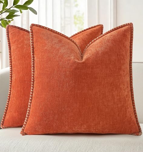 Christmas Chenille Soft Throw Pillow Covers 18x18 Set of 2 J779