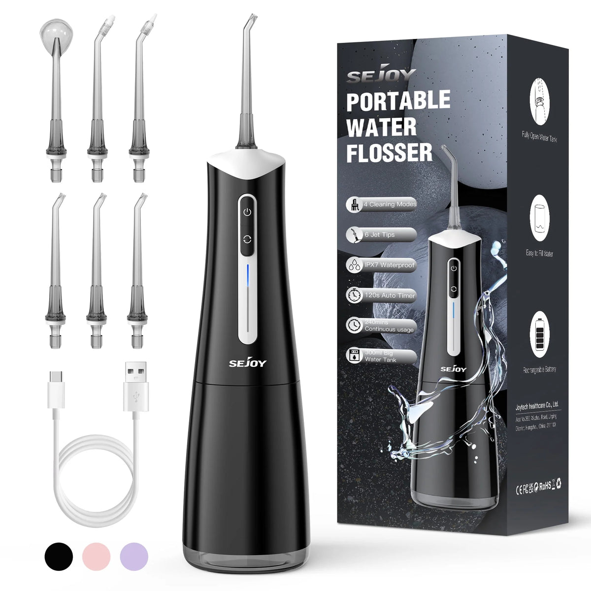 Cordless Water Flosser 300mL USB Rechargeable Pink K9952