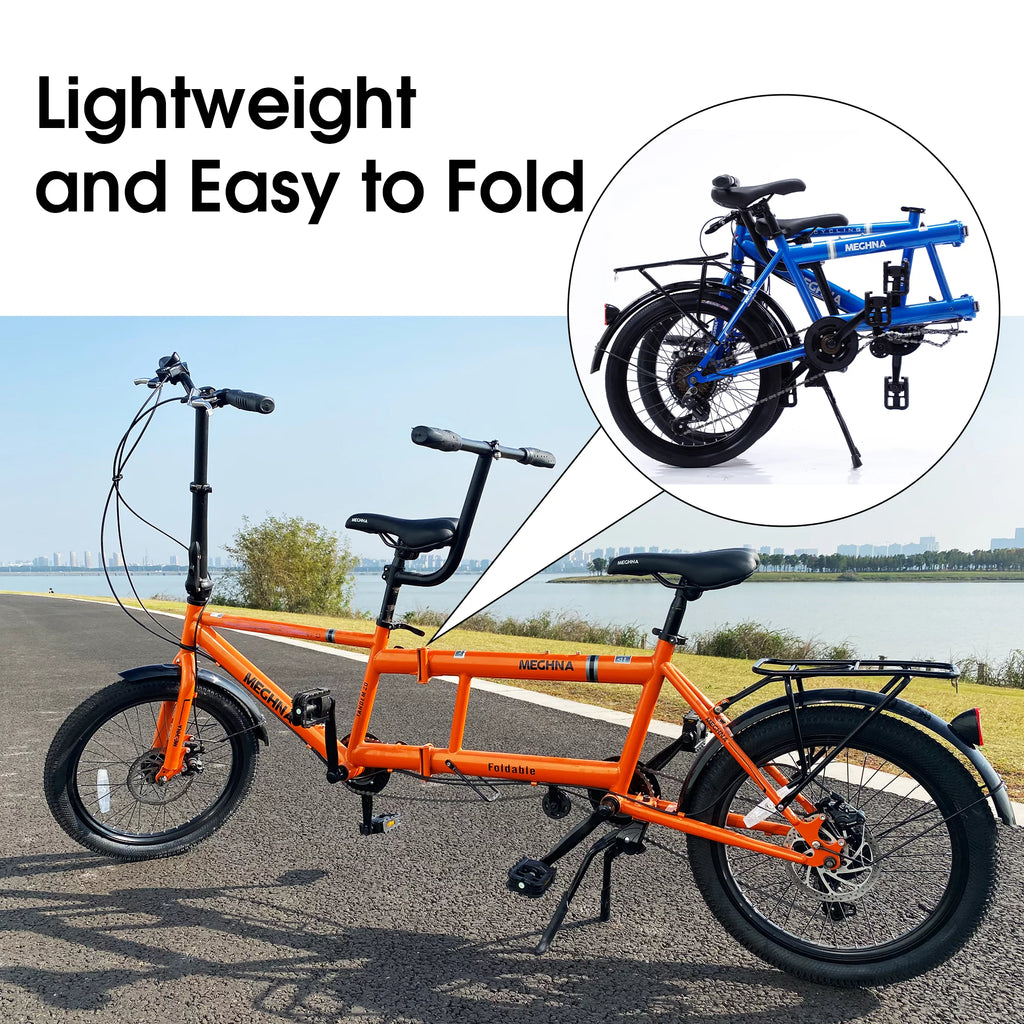 20 inches Wheels 2-Seater 7 Speed Folding Tandem Bike N9336