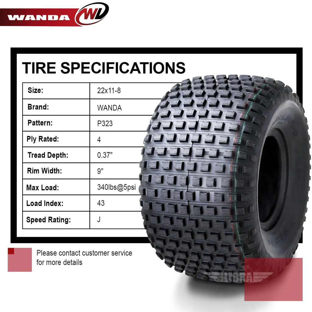 2 New ATV Tires 22X11-8 4PR X15575