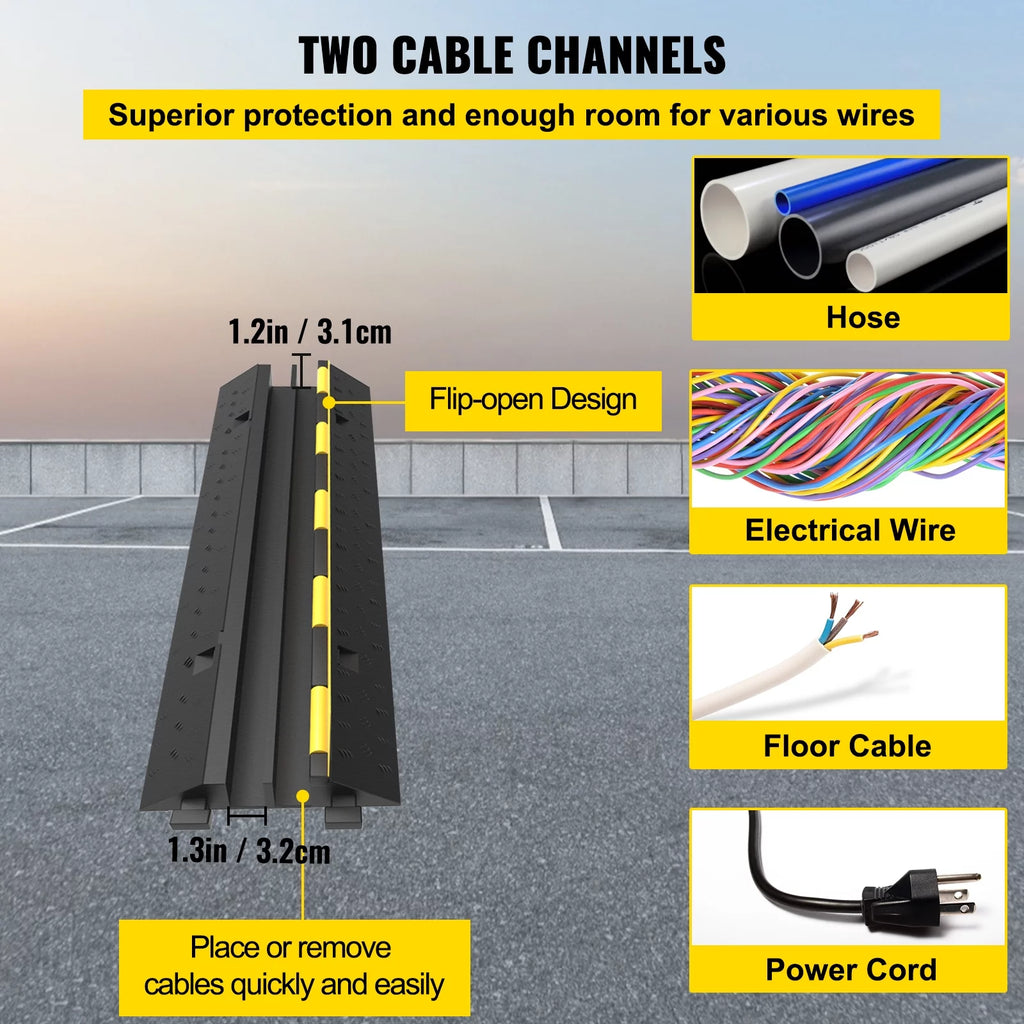 4PCS 2-Cable Rubber Speed Bump Cable Protector Ramp Z77841