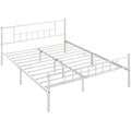 Queen Metal Platform Bed with Spindle Headboard and Footboard, White B91512