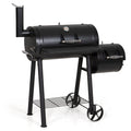 Steel BBQ Charcoal Grill with Offset Smoker in Black E8973