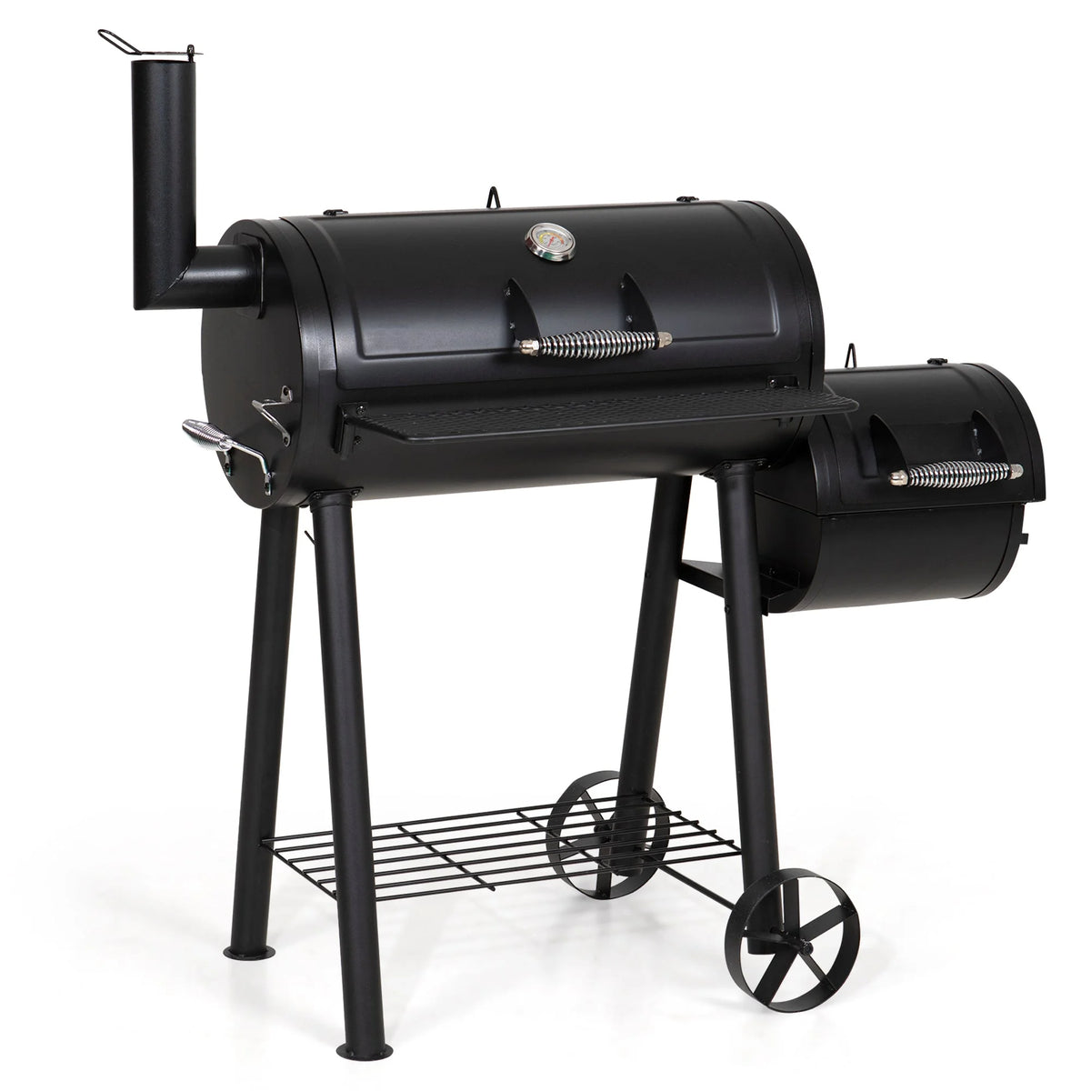 Steel BBQ Charcoal Grill with Offset Smoker in Black E8973