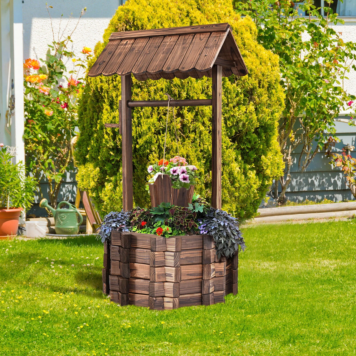 Wooden Wishing Well Planter G66421