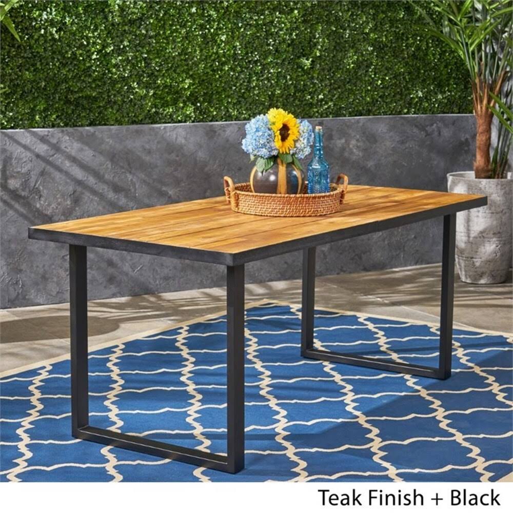 Black Acacia Wood and Iron Outdoor Dining Table Z307