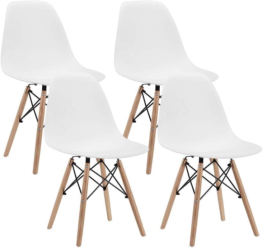 Beige Dining Chair with Natural Wood Legs, Set of 1 V290