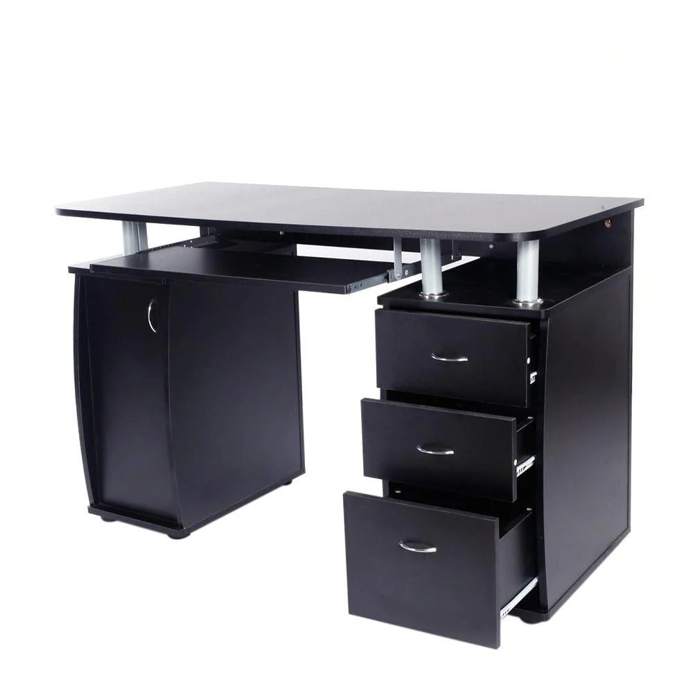 Brown Computer Desk with 3 Drawers Bookcase U435685