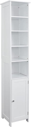 White 5 Tier Bathroom Storage Cabinet with Door N133606