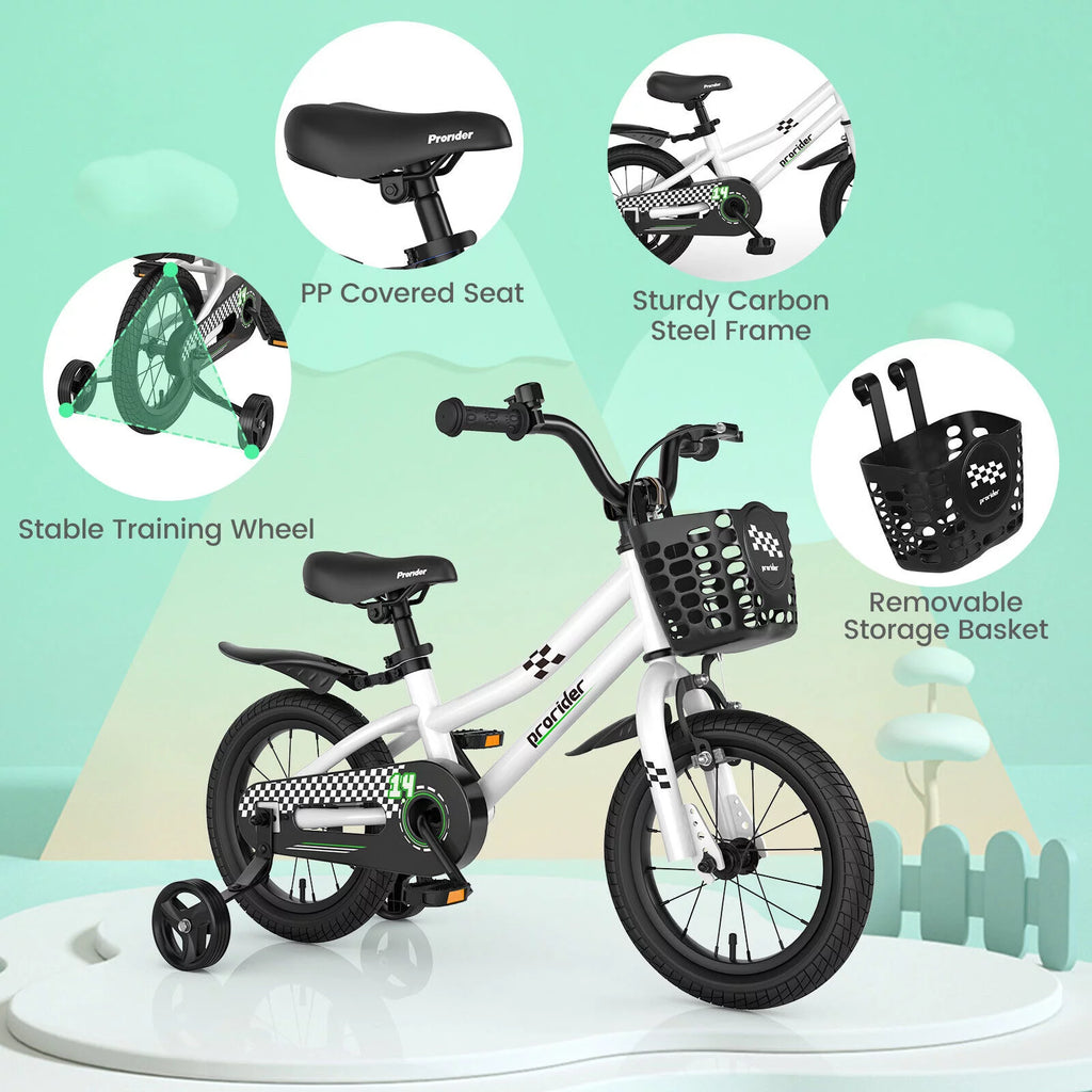 14 Inch Kids Bike with Training Wheels and Basket G634296