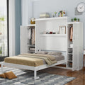 Queen Murphy Bed with 2 Wardrobes and Storage Shelf White Z70358