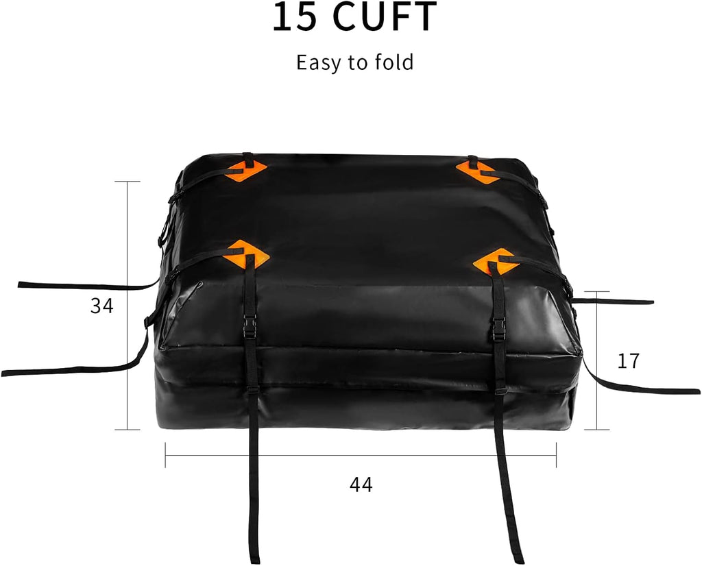 15 Cubic Feet Waterproof Car Roof Bag Cargo Carrier with Anti-Slip Mat U263826