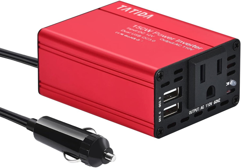 150W Car Power Inverter Dual QC3.0 USB DC 12V to 110V AC Pack of 2 F162