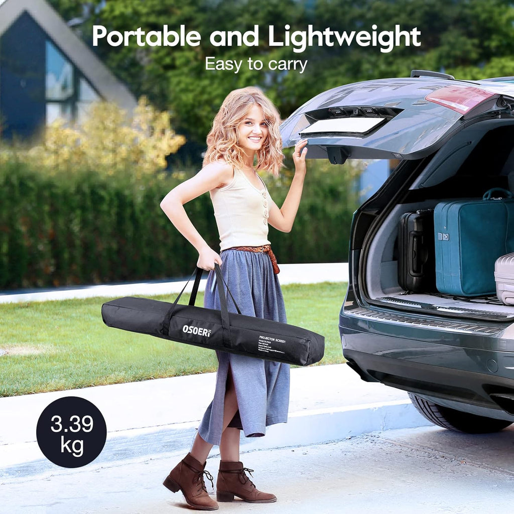 120 inch 16:9 4K Portable Projector Screen with Stand and Carry Bag D5614