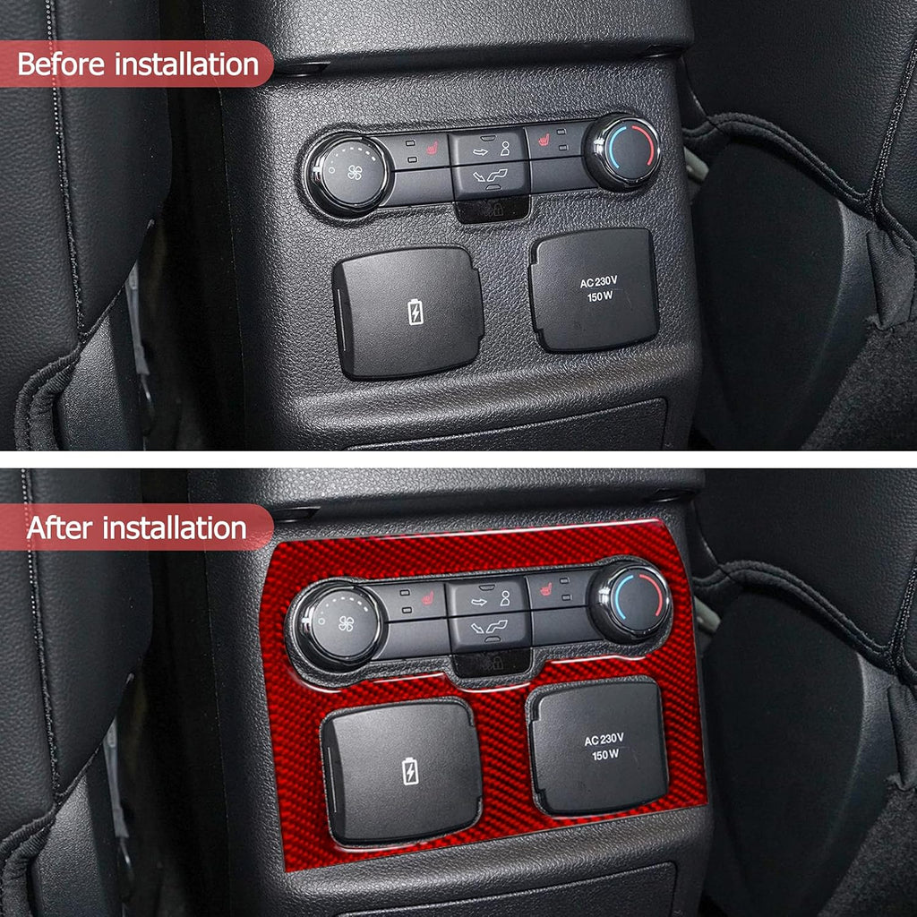 Carbon Fiber Interior Armrest Box Charging Port USB Button Control Panel Cover Stickers Red Pack of 2 A779662