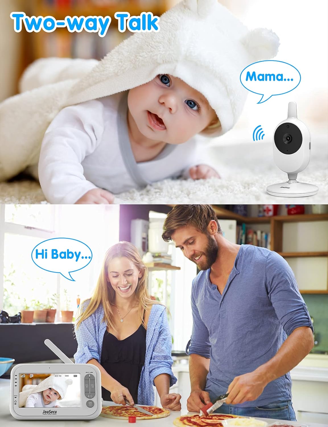 Baby Monitor with Camera and Audio 4.3 Inches LCD Split Screen X7784