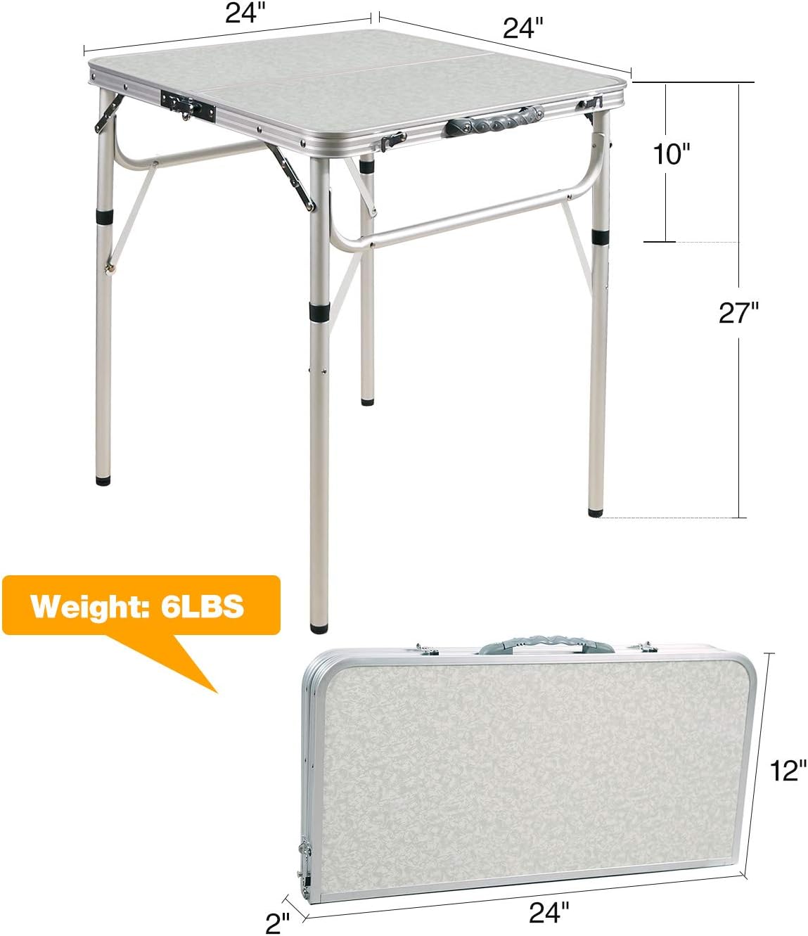 24''x16'' Aluminum Ultralight Height Adjustable Folding Camping Table R680