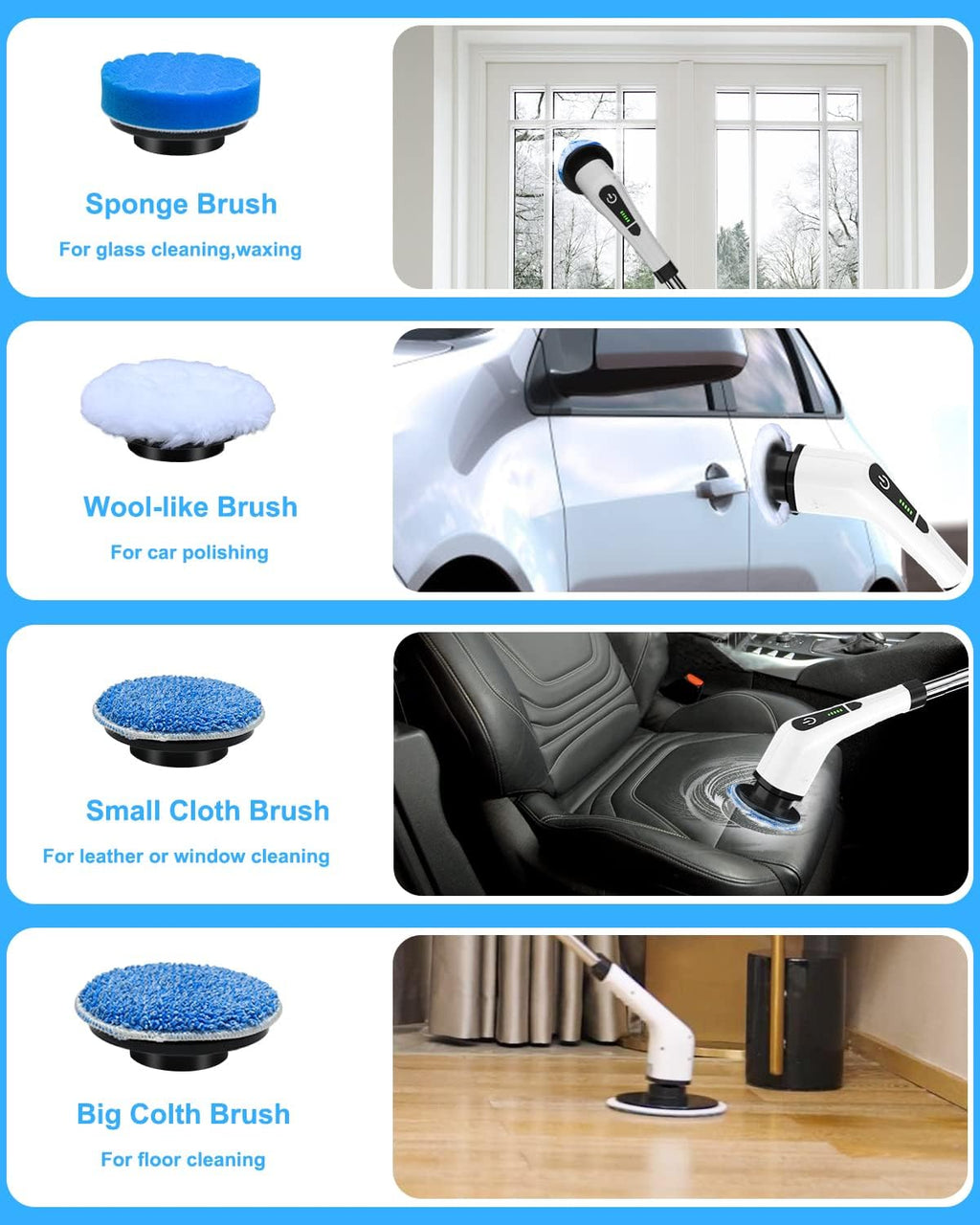 Cordless Electric Spin Scrubber with 8 Replaceable Brush Heads N1631