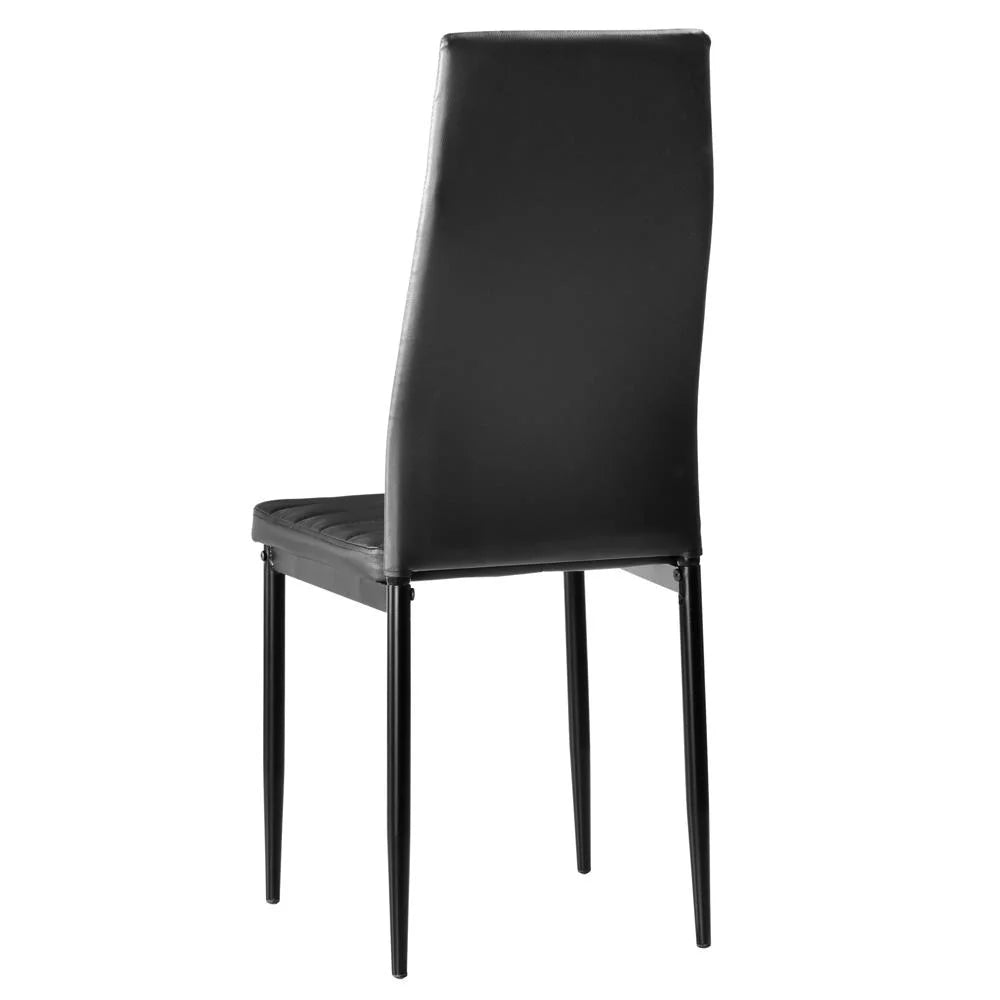 6 Pc High Back PU Leather Dining Chairs Black U17191