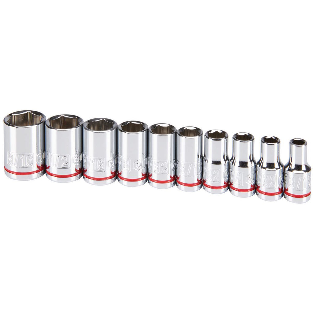 1/4 in. Drive SAE Chrome Socket Set, 10-Piece P2415