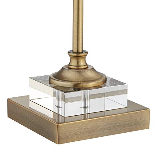 Traditional Buffet Table Lamp 29 1/2" Tall Gold Column Clear Crystal Glass White Fabric Shade C314