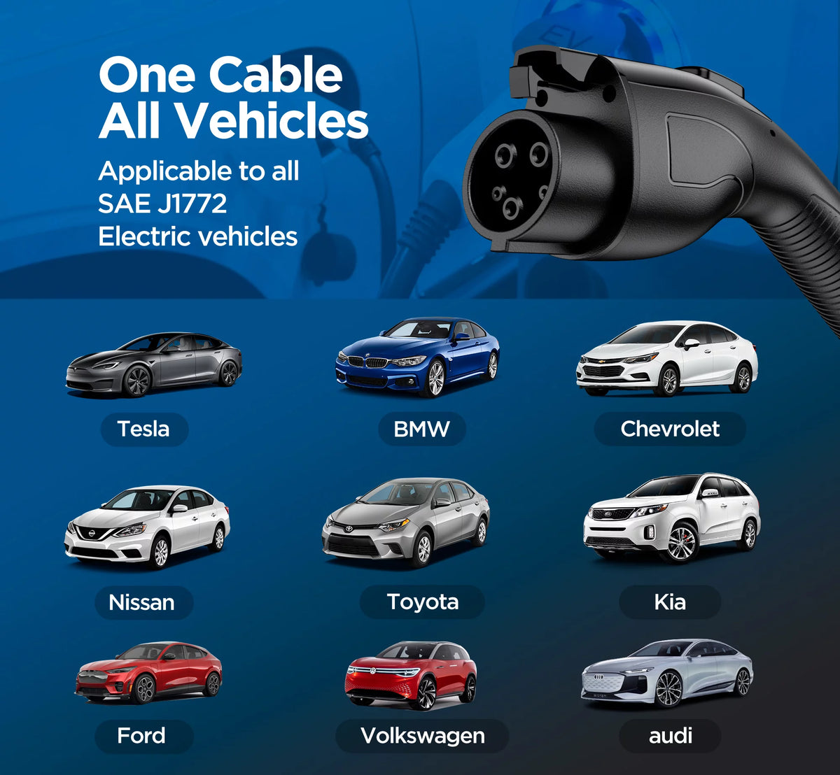 16Amp 110-240V Portable J1772 Electric Car Charger with 25ft Cord K603