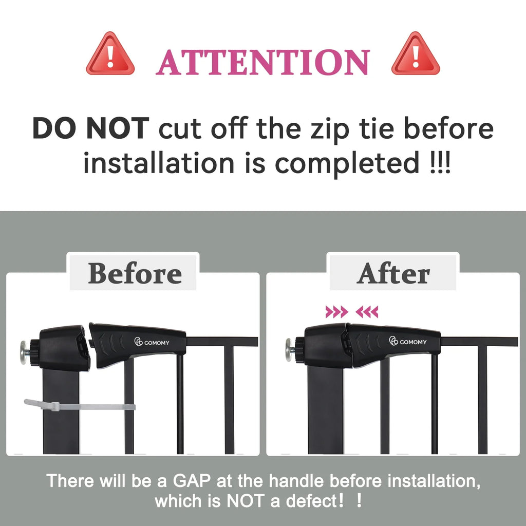 Baby Safety Gate, 29.5''- 40.5'' Wide Pressure Mount, Black Z797249