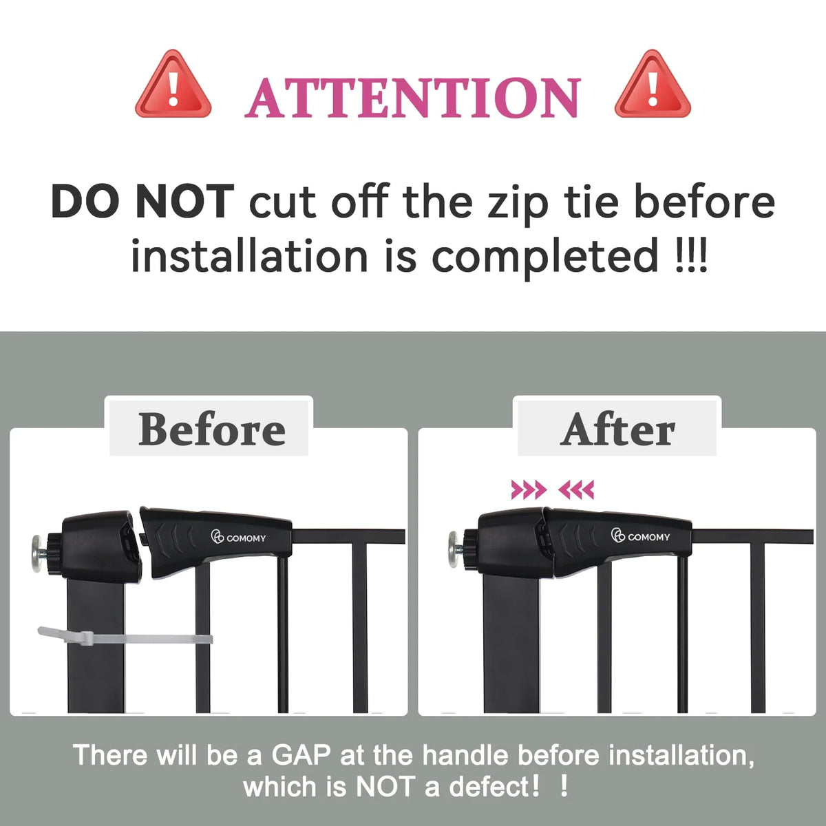 Baby Safety Gate, 29.5''- 40.5'' Wide Pressure Mount, Black Z797249