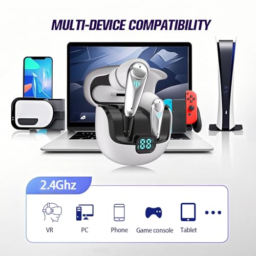 Wireless Gaming Earbuds with Mic 2.4GHz Low Latency ANC Z154
